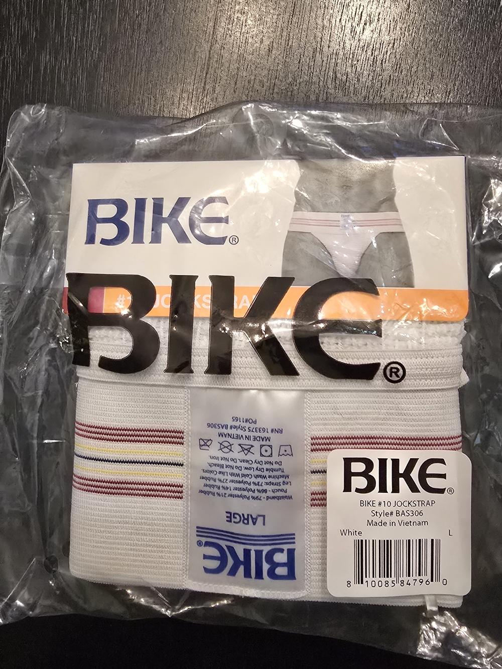 BIKE Men's White Jockstrap - Large